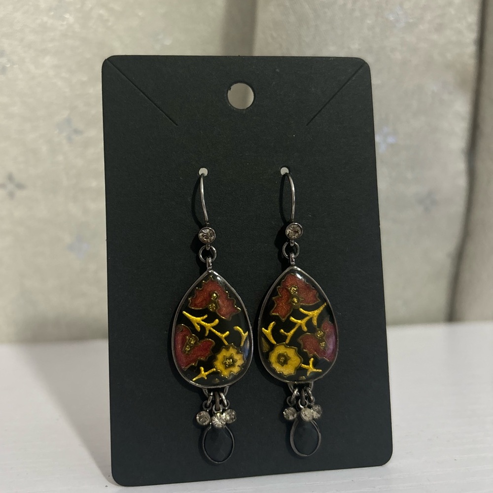 Vintage Floral Boho Teardrop Earrings